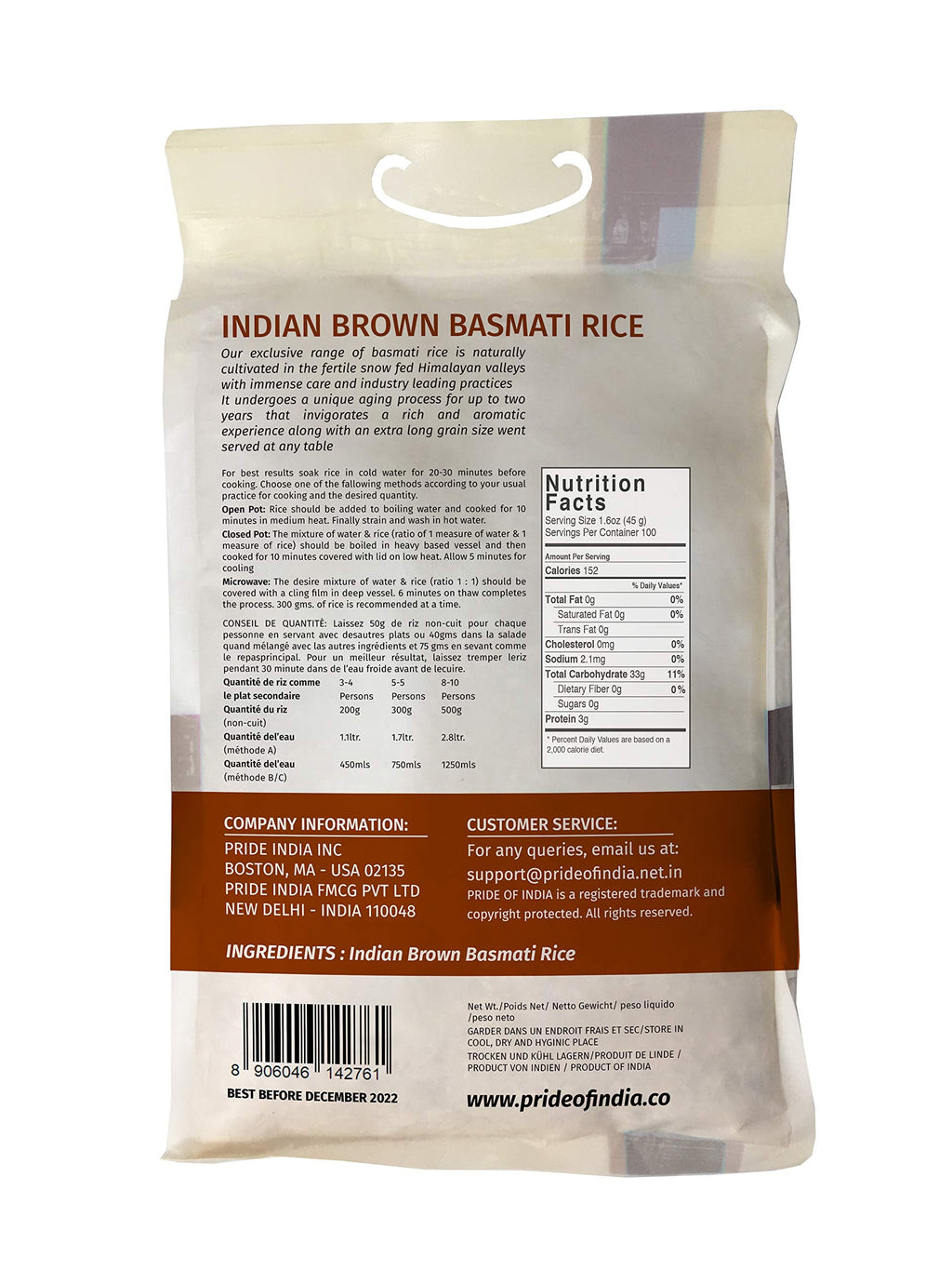 Extra Long Indian Brown Basmati Rice - Naturally Aged Healthy Grain Jar