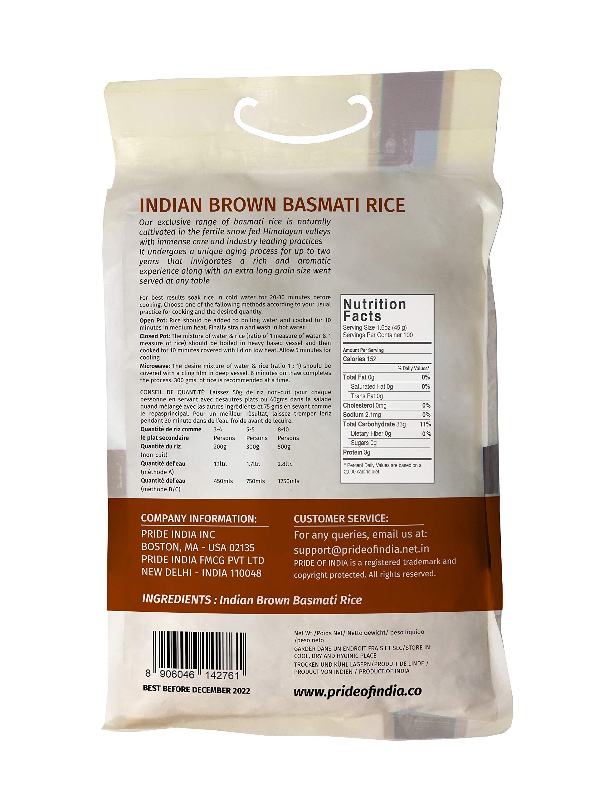 Extra Long Indian Brown Basmati Rice - Naturally Aged Healthy Grain Jar